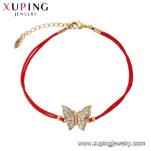 75627 Xuping Venta Caliente popular Mujeres chapado en oro diseño original cuerda roja Pulsera